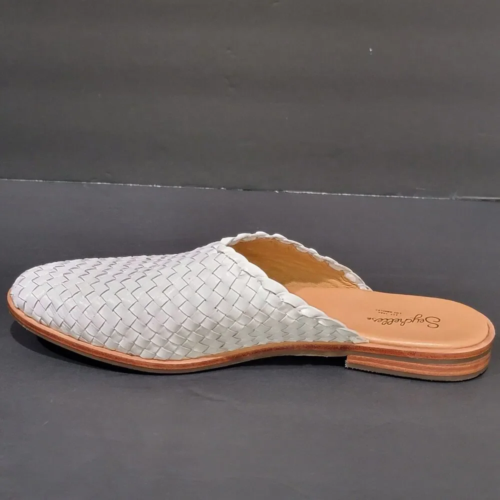 Seychelles Places to Go Mules Women's Size 8.5 White Basket Weave Slip On Flats